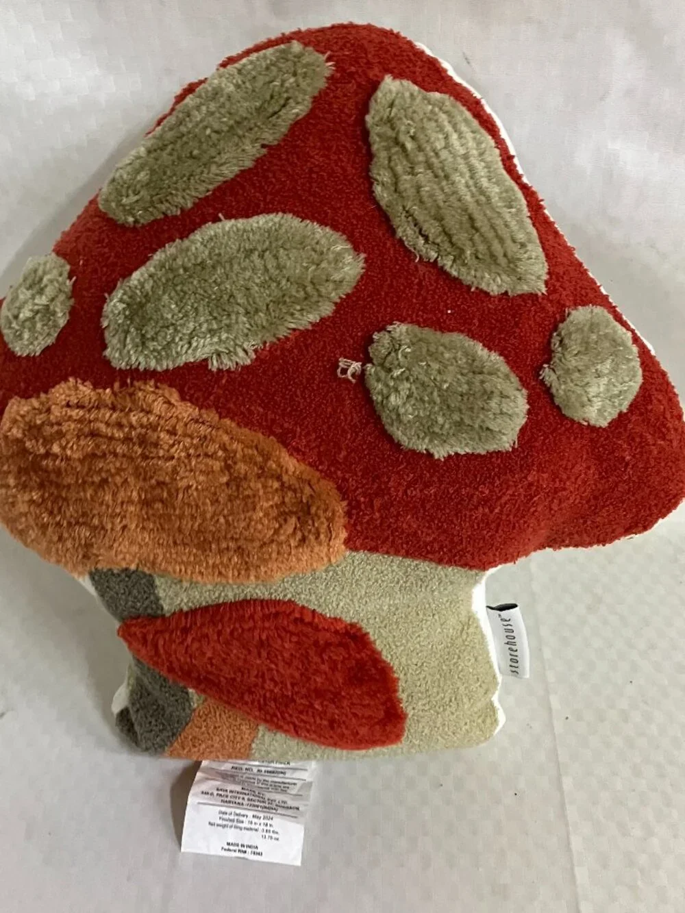 Storehouse Mushroom Throw Pillow 16x18 Multicolor Tufted Decorative Accent